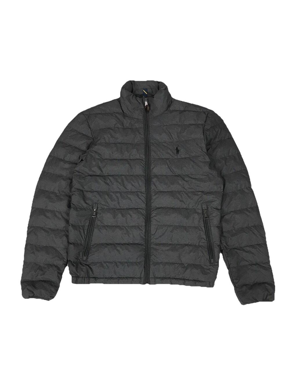POLO RALPH LAUREN PUFFER JACKET MENS SMALL S GRAY SWEATSHIRT SWEATER FULL ZIP